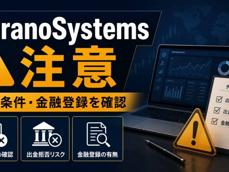 MiranoSystems 注意 出金条件と金融登録を確認