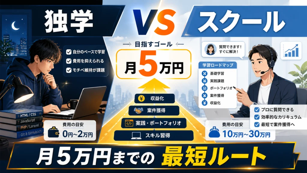 独学 vs スクール 月5万円までの最短ルート