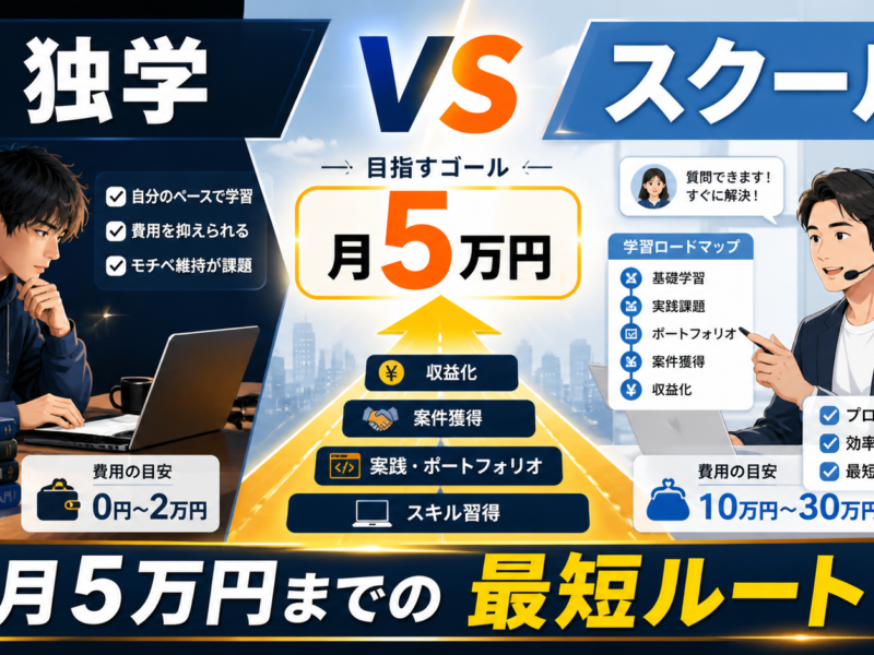独学 vs スクール 月5万円までの最短ルート