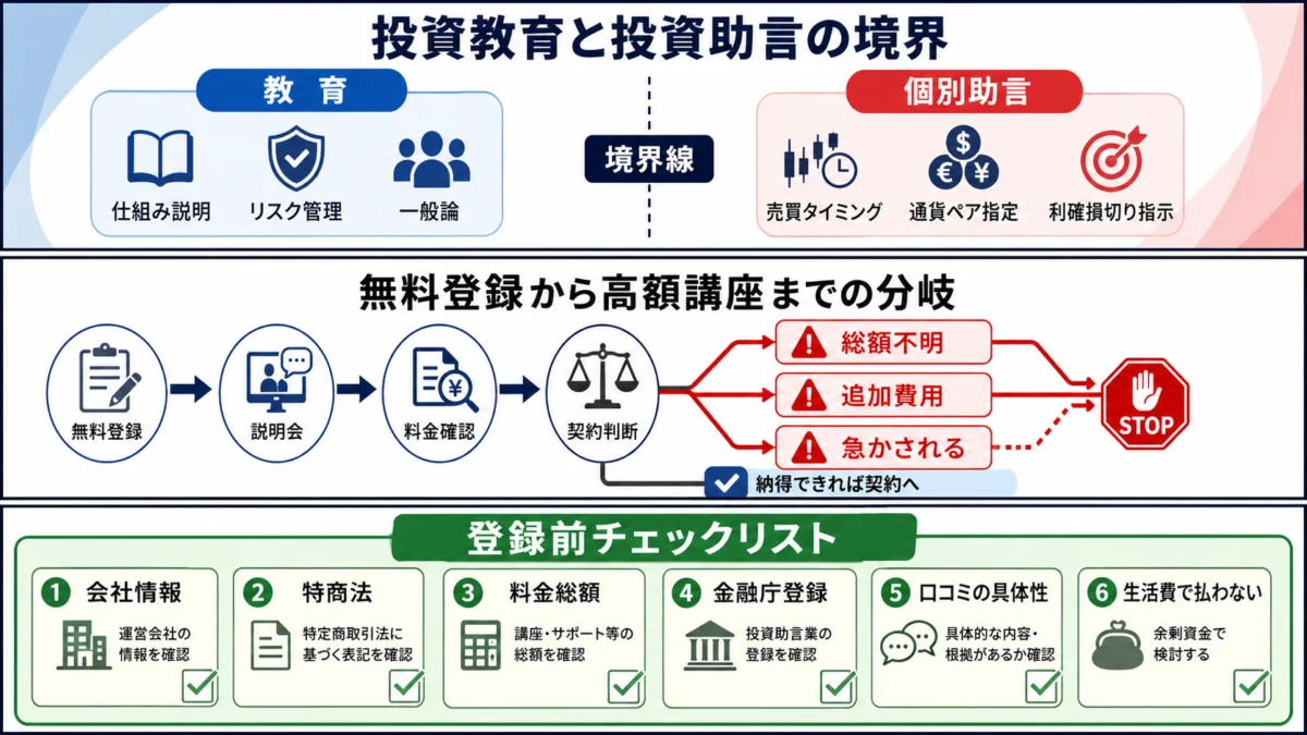 投資教育と投資助言の境界図解