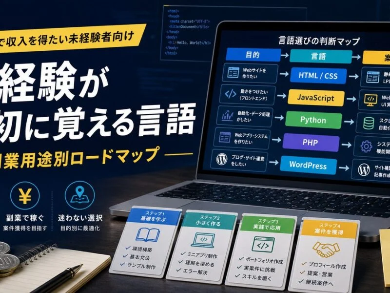 プログラミング未経験が最初に覚えるべき言語はどれ？副業用途別ロードマップ