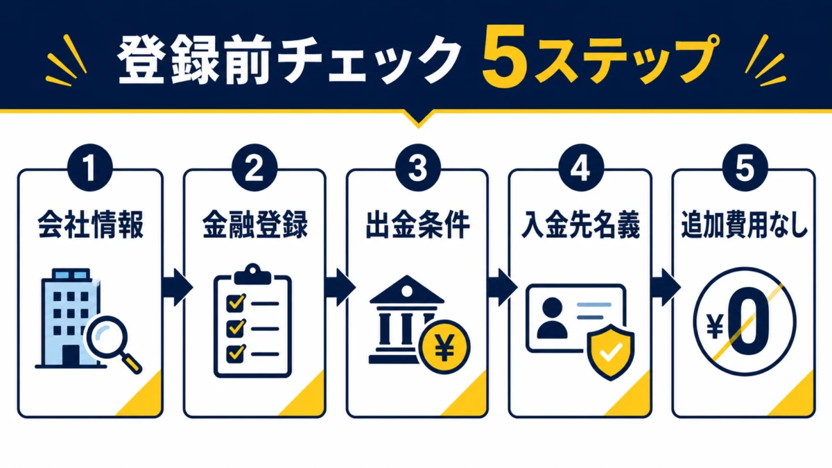 登録前チェック5ステップ 図解