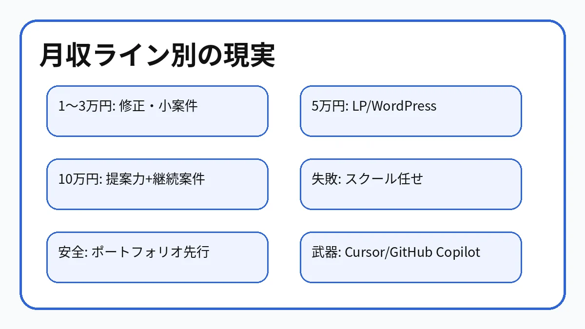 プログラミング副業の月収ライン別比較