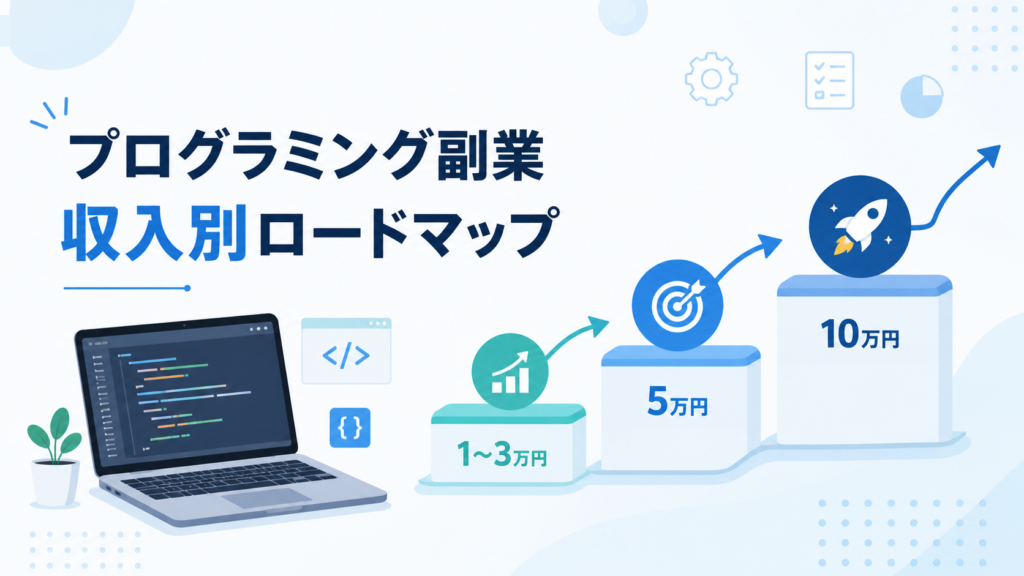 プログラミング副業 収入別ロードマップ 月1〜3万円 5万円 10万円