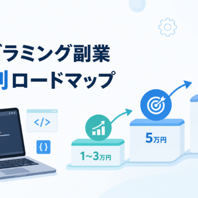 プログラミング副業 収入別ロードマップ 月1〜3万円 5万円 10万円