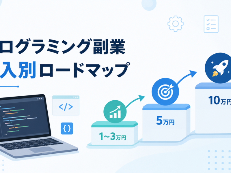 プログラミング副業 収入別ロードマップ 月1〜3万円 5万円 10万円