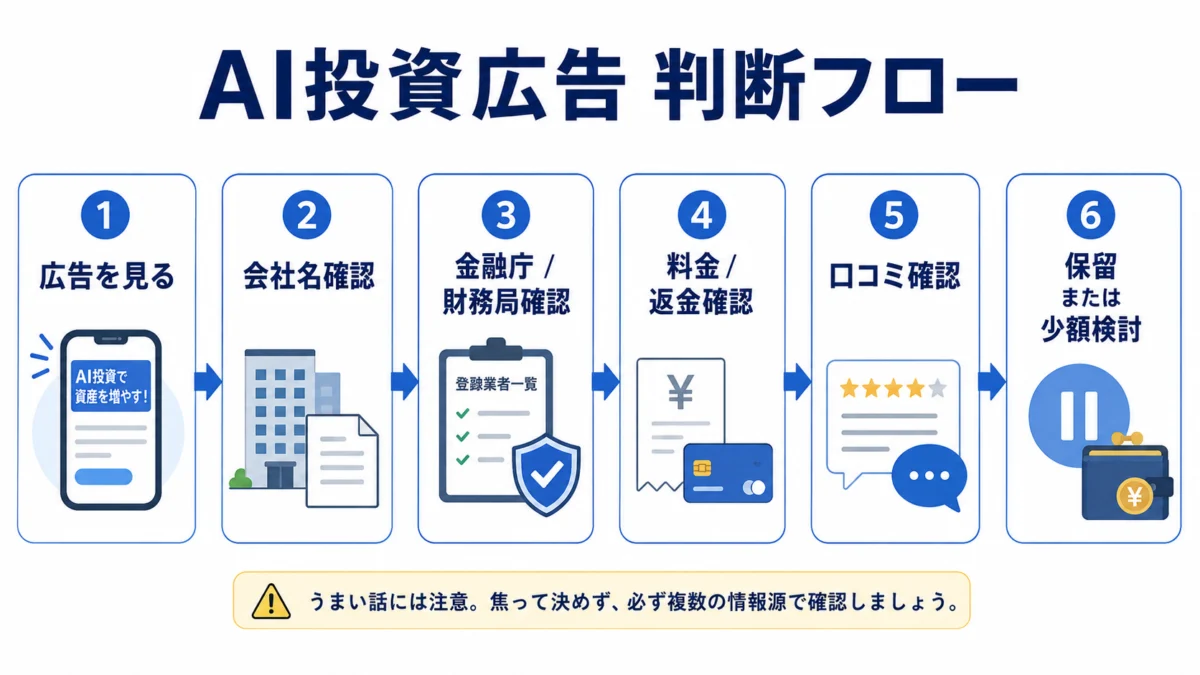 AI投資広告 判断フロー