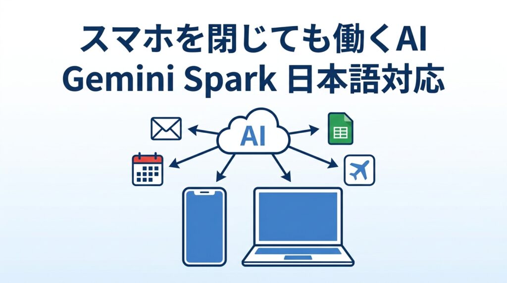 スマホを閉じても働くAI、Gemini Spark日本語対応の図解