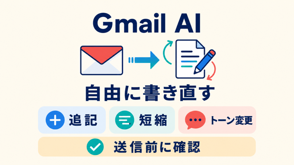 Gmail AIで追記・短縮・トーン変更を自由編集